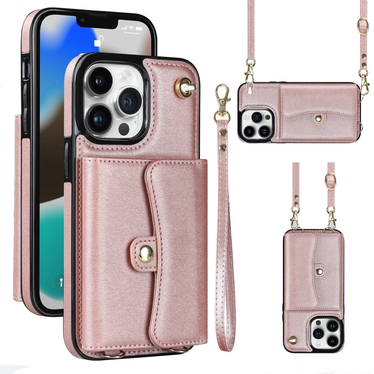 Custodia per telefono con slot per schede RFID con cordino lungo, For iPhone 13 Pro