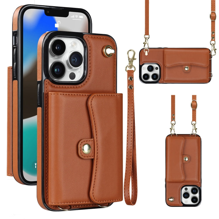 Custodia per telefono con slot per schede RFID con cordino lungo, For iPhone 13 Pro