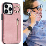 Anello retrò e custodia per telefono con slot per schede RFID con cerniera, For iPhone 14, For iPhone 14 Plus, For iPhone 14 Pro, For iPhone 14 Pro Max