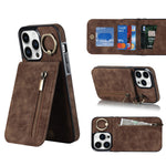 Anello retrò e custodia per telefono con slot per schede RFID con cerniera, For iPhone 14, For iPhone 14 Plus, For iPhone 14 Pro, For iPhone 14 Pro Max