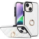 Custodia per telefono in pelle PU romboidale con supporto per anello, For iPhone 14, For iPhone 14 Plus, For iPhone 14 Pro