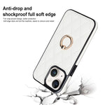 Custodia per telefono in pelle PU romboidale con supporto per anello, For iPhone 14, For iPhone 14 Plus, For iPhone 14 Pro
