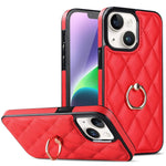 Custodia per telefono in pelle PU romboidale con supporto per anello, For iPhone 14, For iPhone 14 Plus, For iPhone 14 Pro
