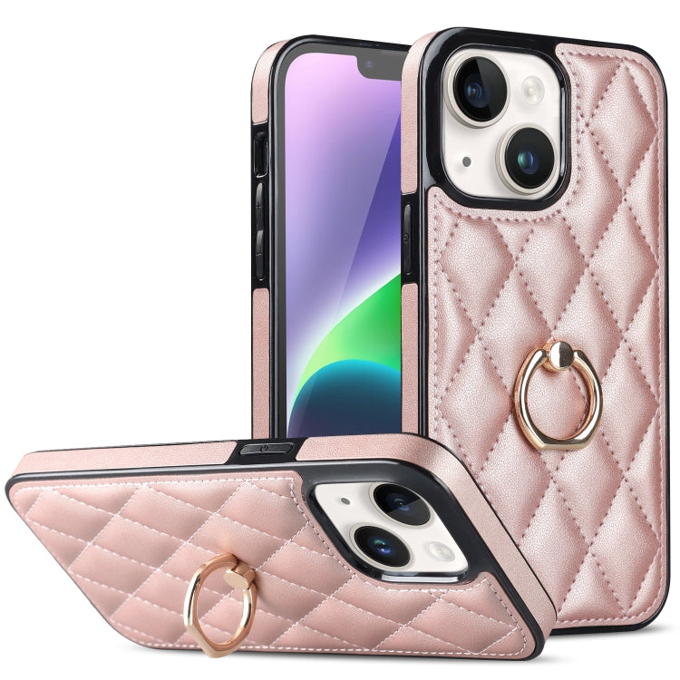Custodia per telefono in pelle PU romboidale con supporto per anello, For iPhone 14, For iPhone 14 Plus, For iPhone 14 Pro