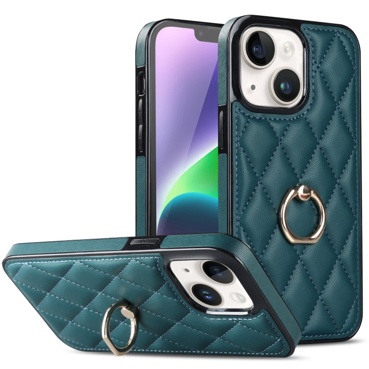 Custodia per telefono in pelle PU romboidale con supporto per anello, For iPhone 14, For iPhone 14 Plus, For iPhone 14 Pro
