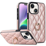 Custodia per telefono in pelle PU romboidale con supporto per anello, For iPhone 14, For iPhone 14 Plus, For iPhone 14 Pro