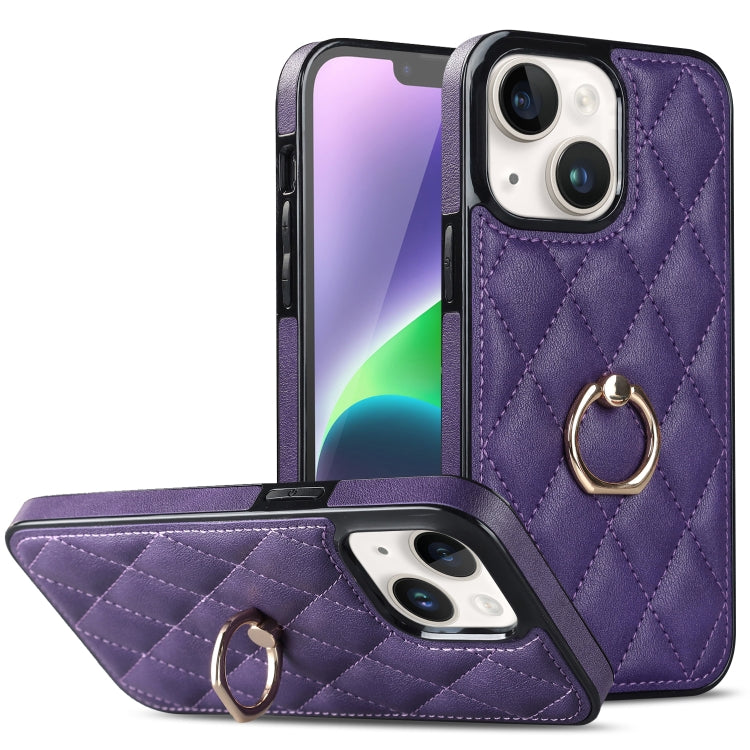 Custodia per telefono in pelle PU romboidale con supporto per anello, For iPhone 14, For iPhone 14 Plus, For iPhone 14 Pro