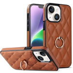 Custodia per telefono in pelle PU romboidale con supporto per anello, For iPhone 14, For iPhone 14 Plus, For iPhone 14 Pro