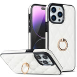 Custodia per telefono in pelle PU romboidale con supporto per anello, For iPhone 14, For iPhone 14 Plus, For iPhone 14 Pro