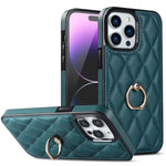 Custodia per telefono in pelle PU romboidale con supporto per anello, For iPhone 14, For iPhone 14 Plus, For iPhone 14 Pro