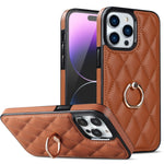 Custodia per telefono in pelle PU romboidale con supporto per anello, For iPhone 14, For iPhone 14 Plus, For iPhone 14 Pro