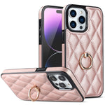 Custodia per telefono in pelle PU romboidale con supporto per anello, For iPhone 14 Pro Max, For iPhone 13 mini, For iPhone 13