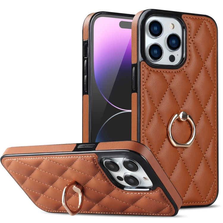 Custodia per telefono in pelle PU romboidale con supporto per anello, For iPhone 14 Pro Max, For iPhone 13 mini, For iPhone 13