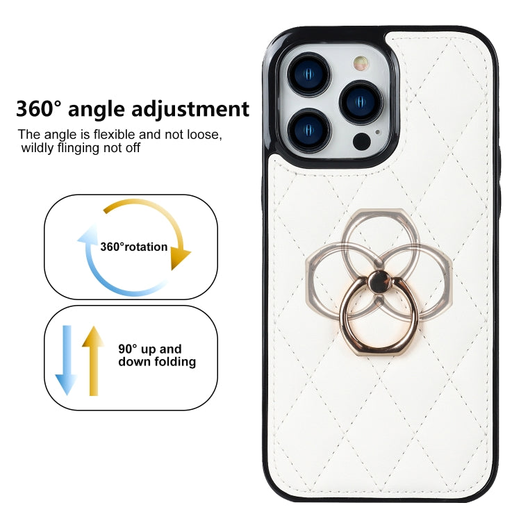 Custodia per telefono in pelle PU romboidale con supporto per anello, For iPhone 13 Pro, For iPhone 13 Pro Max, For iPhone 12 mini