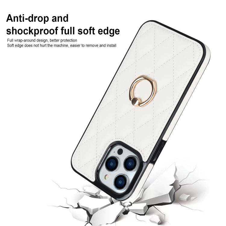 Custodia per telefono in pelle PU romboidale con supporto per anello, For iPhone 13 Pro, For iPhone 13 Pro Max, For iPhone 12 mini