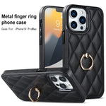 Custodia per telefono in pelle PU romboidale con supporto per anello, For iPhone 13 Pro, For iPhone 13 Pro Max, For iPhone 12 mini