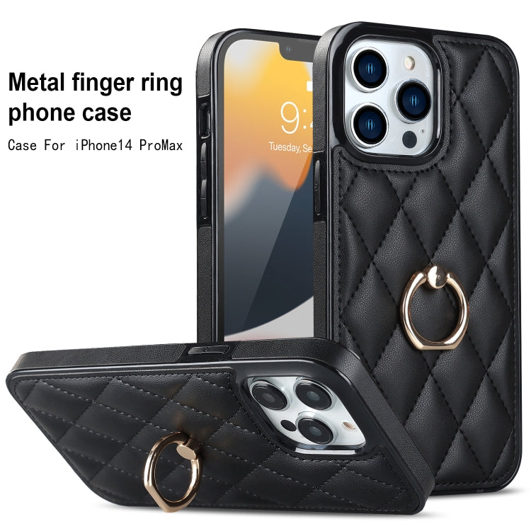 Custodia per telefono in pelle PU romboidale con supporto per anello, For iPhone 13 Pro, For iPhone 13 Pro Max, For iPhone 12 mini