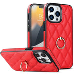Custodia per telefono in pelle PU romboidale con supporto per anello, For iPhone 13 Pro, For iPhone 13 Pro Max, For iPhone 12 mini
