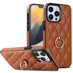 Custodia per telefono in pelle PU romboidale con supporto per anello, For iPhone 13 Pro, For iPhone 13 Pro Max, For iPhone 12 mini