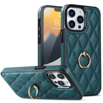 Custodia per telefono in pelle PU romboidale con supporto per anello, For iPhone 13 Pro, For iPhone 13 Pro Max, For iPhone 12 mini