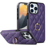 Custodia per telefono in pelle PU romboidale con supporto per anello, For iPhone 13 Pro, For iPhone 13 Pro Max, For iPhone 12 mini