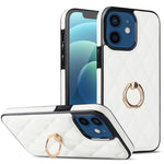 Custodia per telefono in pelle PU romboidale con supporto per anello, For iPhone 13 Pro, For iPhone 13 Pro Max, For iPhone 12 mini