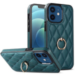 Custodia per telefono in pelle PU romboidale con supporto per anello, For iPhone 13 Pro, For iPhone 13 Pro Max, For iPhone 12 mini