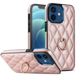 Custodia per telefono in pelle PU romboidale con supporto per anello, For iPhone 13 Pro, For iPhone 13 Pro Max, For iPhone 12 mini