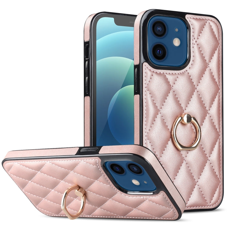 Custodia per telefono in pelle PU romboidale con supporto per anello, For iPhone 13 Pro, For iPhone 13 Pro Max, For iPhone 12 mini