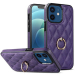 Custodia per telefono in pelle PU romboidale con supporto per anello, For iPhone 13 Pro, For iPhone 13 Pro Max, For iPhone 12 mini