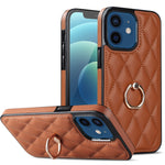 Custodia per telefono in pelle PU romboidale con supporto per anello, For iPhone 13 Pro, For iPhone 13 Pro Max, For iPhone 12 mini