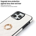Custodia per telefono in pelle PU romboidale con supporto per anello, For iPhone 12 / 12 Pro, For iPhone 12 Pro Max, For iPhone 11