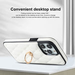 Custodia per telefono in pelle PU romboidale con supporto per anello, For iPhone 12 / 12 Pro, For iPhone 12 Pro Max, For iPhone 11