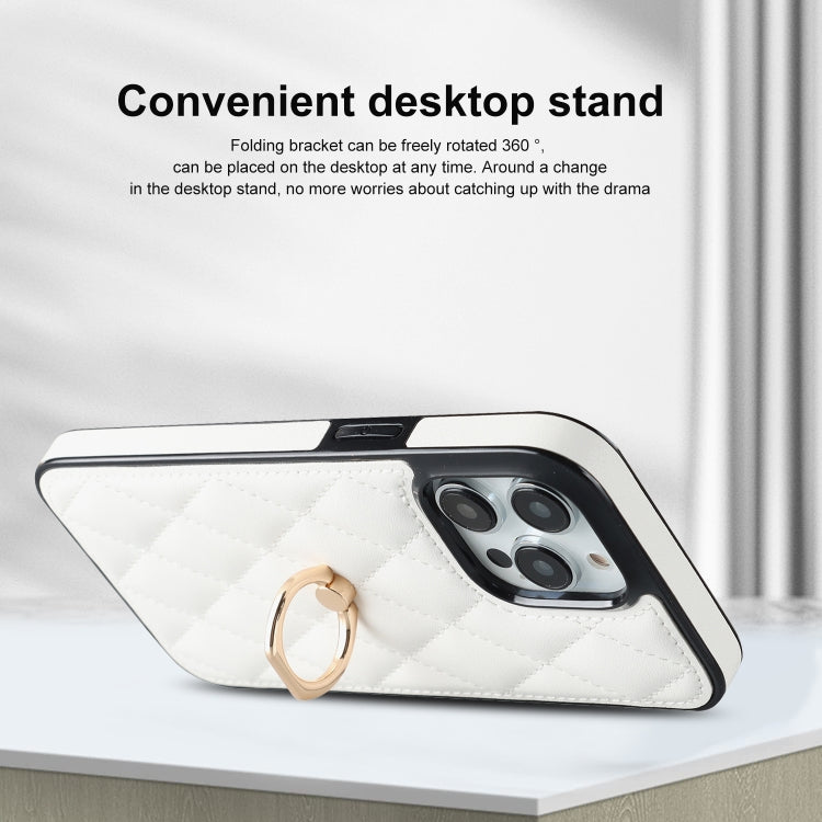 Custodia per telefono in pelle PU romboidale con supporto per anello, For iPhone 12 / 12 Pro, For iPhone 12 Pro Max, For iPhone 11