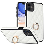 Custodia per telefono in pelle PU romboidale con supporto per anello, For iPhone 12 / 12 Pro, For iPhone 12 Pro Max, For iPhone 11