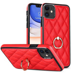 Custodia per telefono in pelle PU romboidale con supporto per anello, For iPhone 12 / 12 Pro, For iPhone 12 Pro Max, For iPhone 11