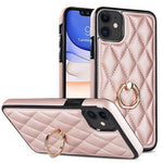Custodia per telefono in pelle PU romboidale con supporto per anello, For iPhone 12 / 12 Pro, For iPhone 12 Pro Max, For iPhone 11