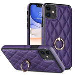 Custodia per telefono in pelle PU romboidale con supporto per anello, For iPhone 12 / 12 Pro, For iPhone 12 Pro Max, For iPhone 11