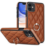 Custodia per telefono in pelle PU romboidale con supporto per anello, For iPhone 12 / 12 Pro, For iPhone 12 Pro Max, For iPhone 11