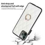 Custodia per telefono in pelle PU romboidale con supporto per anello, For iPhone 11 Pro, For iPhone 11 Pro Max, For iPhone X / XS