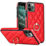 Custodia per telefono in pelle PU romboidale con supporto per anello, For iPhone 11 Pro, For iPhone 11 Pro Max, For iPhone X / XS