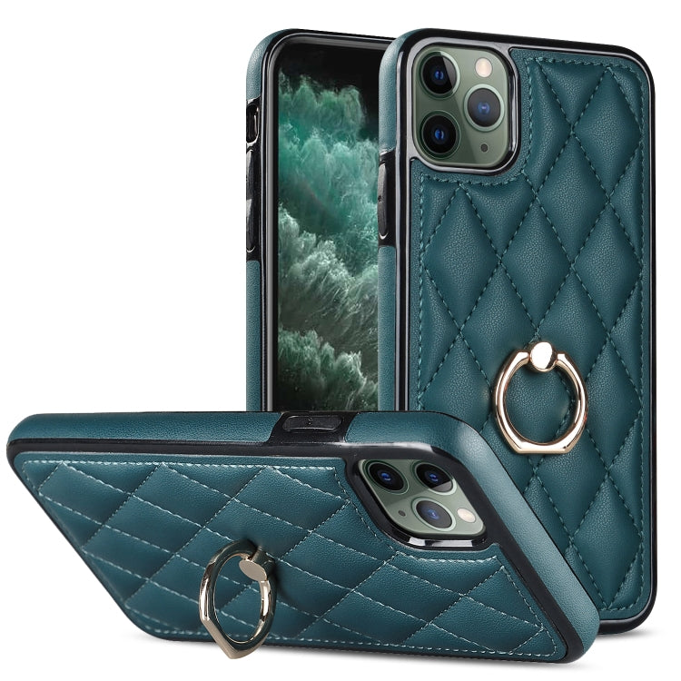 Custodia per telefono in pelle PU romboidale con supporto per anello, For iPhone 11 Pro, For iPhone 11 Pro Max, For iPhone X / XS