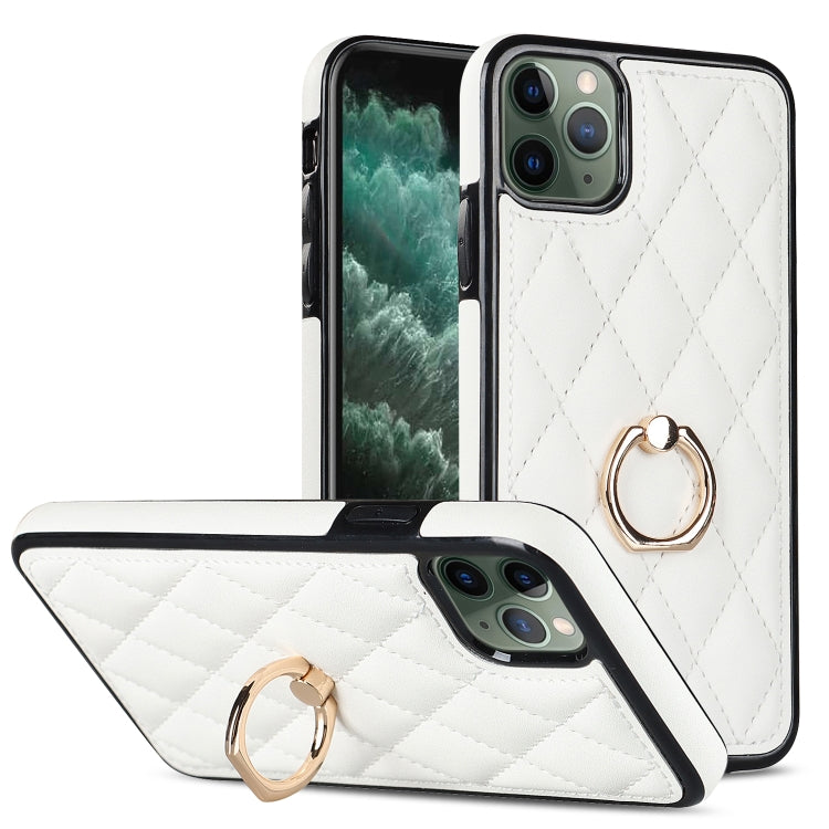 Custodia per telefono in pelle PU romboidale con supporto per anello, For iPhone 11 Pro, For iPhone 11 Pro Max, For iPhone X / XS