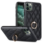 Custodia per telefono in pelle PU romboidale con supporto per anello, For iPhone 11 Pro, For iPhone 11 Pro Max, For iPhone X / XS