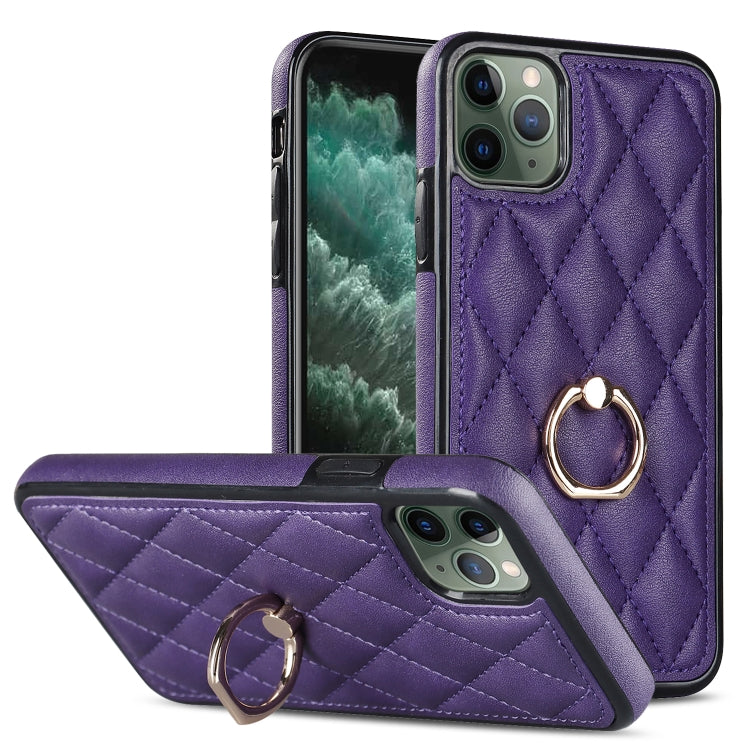 Custodia per telefono in pelle PU romboidale con supporto per anello, For iPhone 11 Pro, For iPhone 11 Pro Max, For iPhone X / XS