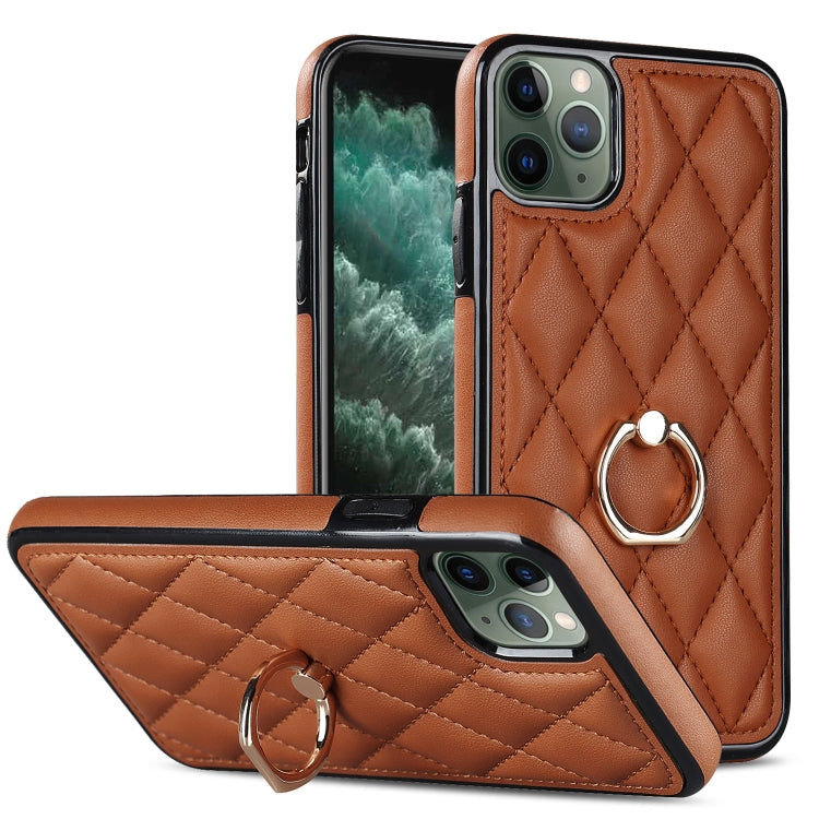 Custodia per telefono in pelle PU romboidale con supporto per anello, For iPhone 11 Pro, For iPhone 11 Pro Max, For iPhone X / XS