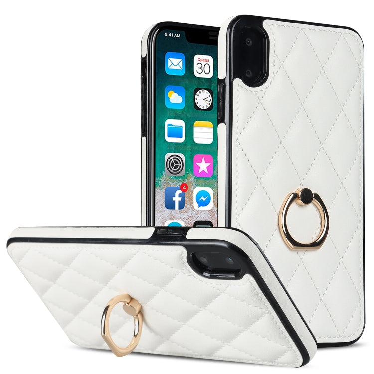 Custodia per telefono in pelle PU romboidale con supporto per anello, For iPhone 11 Pro, For iPhone 11 Pro Max, For iPhone X / XS
