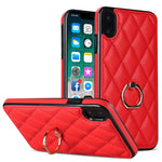 Custodia per telefono in pelle PU romboidale con supporto per anello, For iPhone 11 Pro, For iPhone 11 Pro Max, For iPhone X / XS