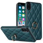 Custodia per telefono in pelle PU romboidale con supporto per anello, For iPhone 11 Pro, For iPhone 11 Pro Max, For iPhone X / XS