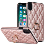 Custodia per telefono in pelle PU romboidale con supporto per anello, For iPhone 11 Pro, For iPhone 11 Pro Max, For iPhone X / XS
